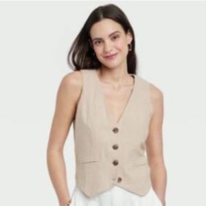 NWT Beige Linen Vest